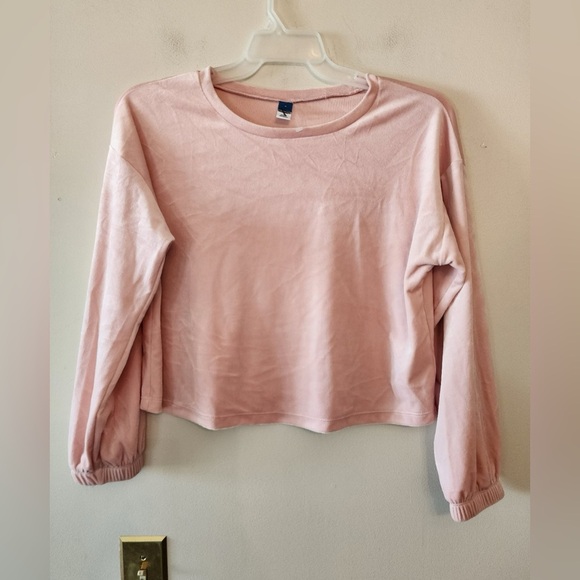 Old navy fleece pink cropped sweatshirt size womens medium - Picture 1 of 3